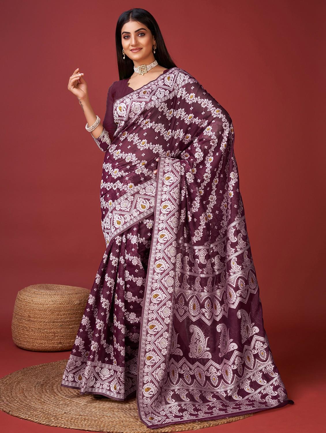 women self design banarasi saree with blouse - 22029988 -  Zoom Image - 0
