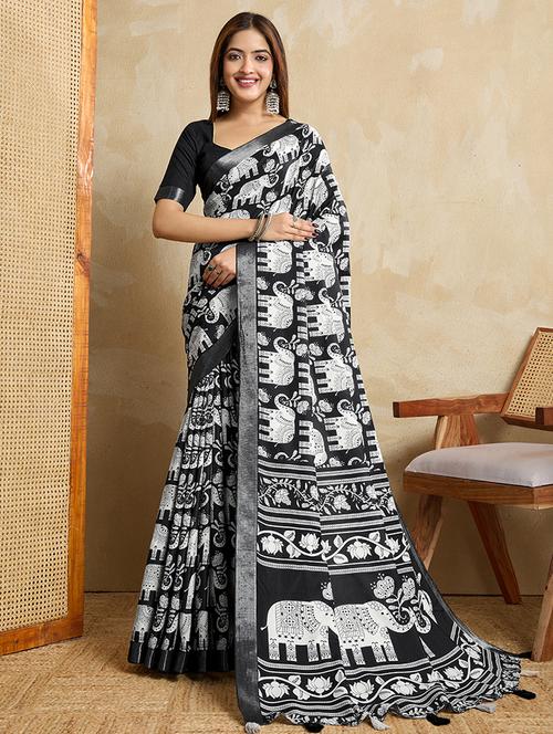 women printed casual wear saree with blouse - 22029998 - Standard Image - 0