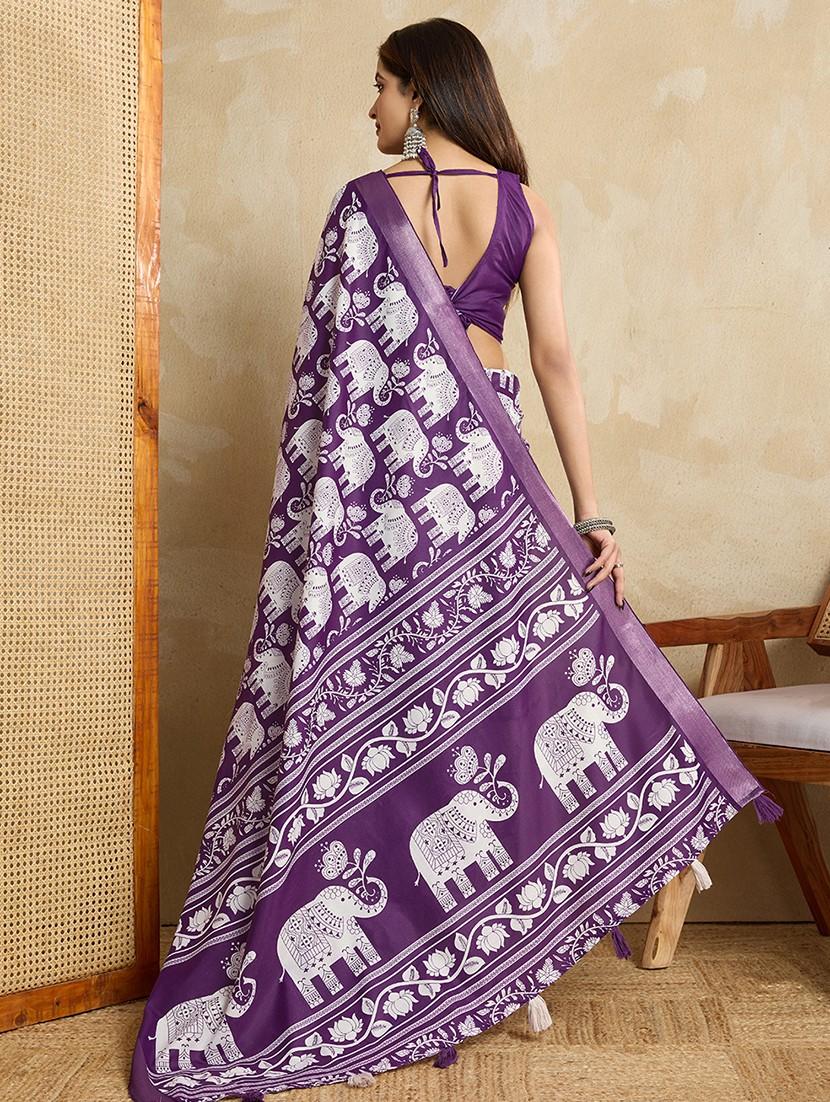 women printed casual wear saree with blouse - 22030000 - Standard Image - 3