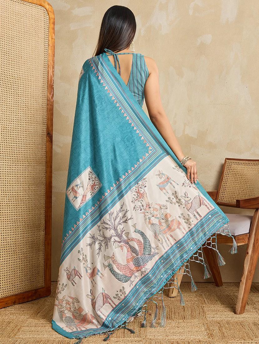 women printed casual wear saree with blouse - 22030005 - Standard Image - 3