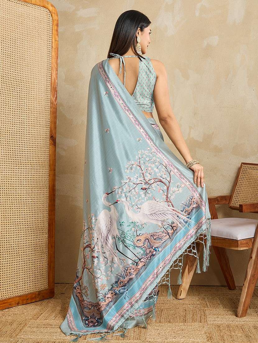 women printed casual wear saree with blouse - 22030006 -  Standard Image - 3