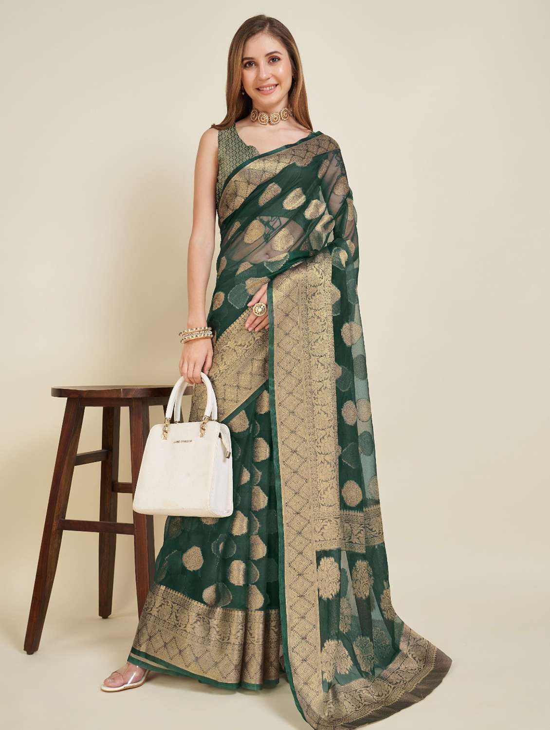 women self design banarasi saree with blouse - 22030011 - Zoom Image - 0