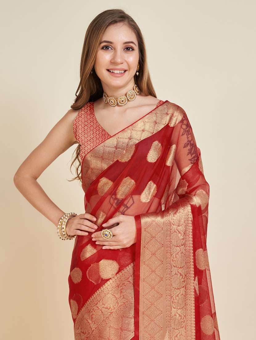 women self design banarasi saree with blouse - 22030012 -  Standard Image - 3