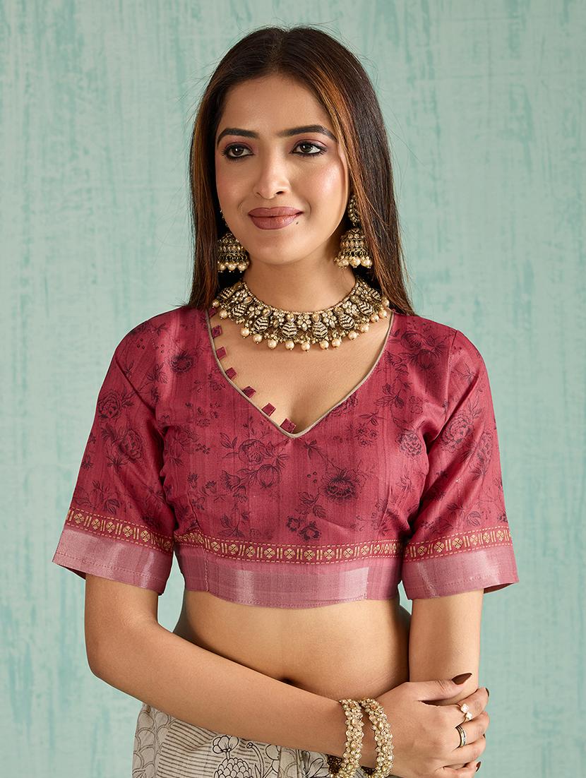 women floral printed bordered saree with blouse - 22030020 - Standard Image - 5