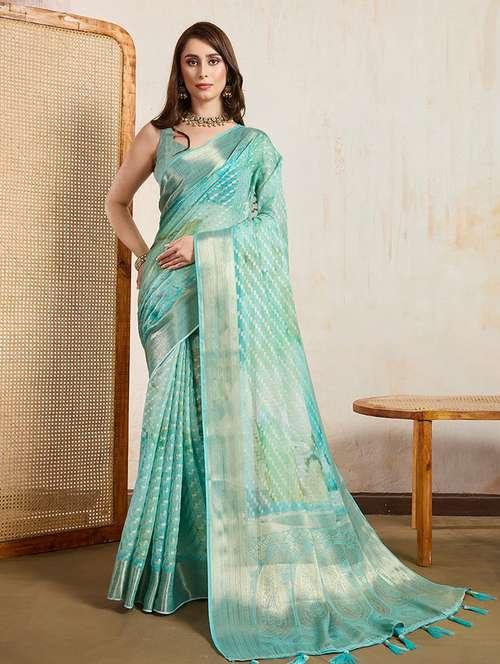 women printed bordered saree with blouse - 22030025 - Standard Image - 0