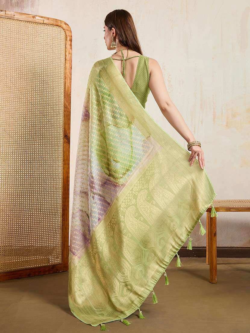 women printed bordered saree with blouse - 22030027 -  Standard Image - 3