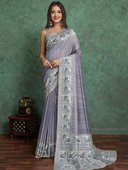 women printed bordered saree with blouse - 22030029 -  Standard Image - 0