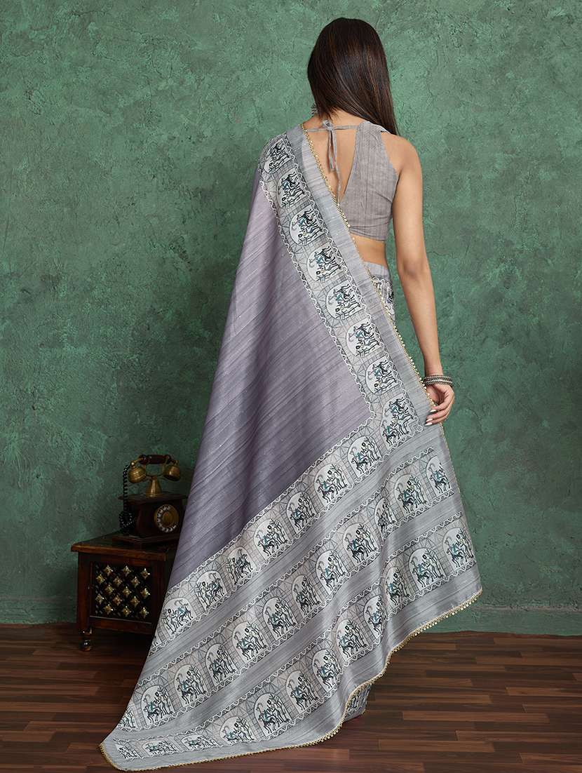 women printed bordered saree with blouse - 22030029 -  Standard Image - 3