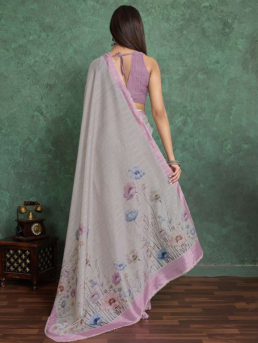 women floral printed saree with blouse - 22030030 -  Standard Image - 3