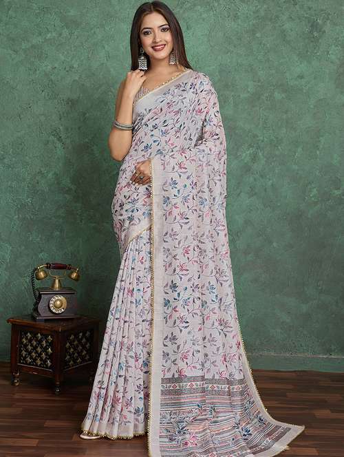 women floral printed saree with blouse - 22030031 -  Standard Image - 0