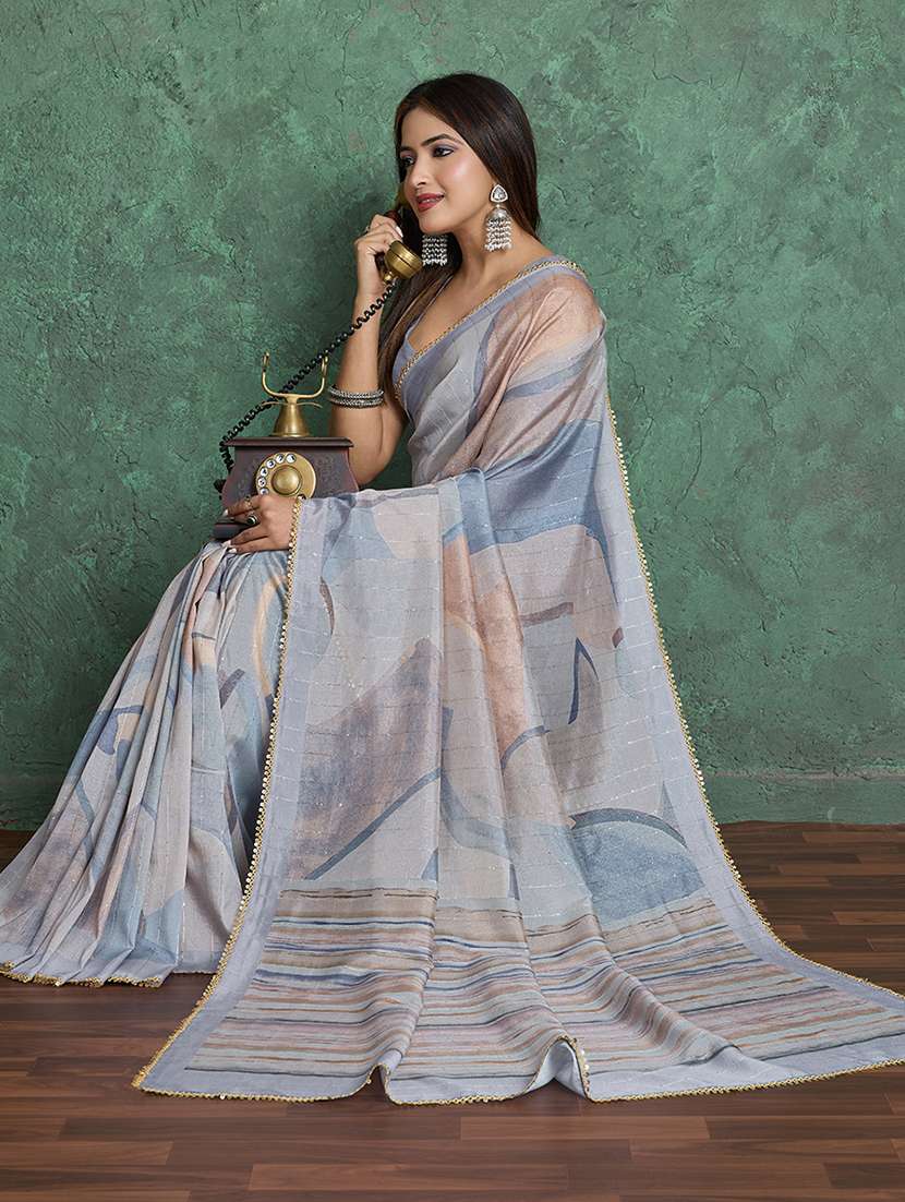 women printed casual wear saree with blouse - 22030035 -  Standard Image - 3