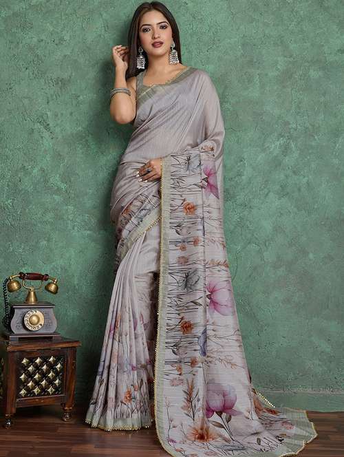 women floral printed saree with blouse - 22030036 -  Standard Image - 0