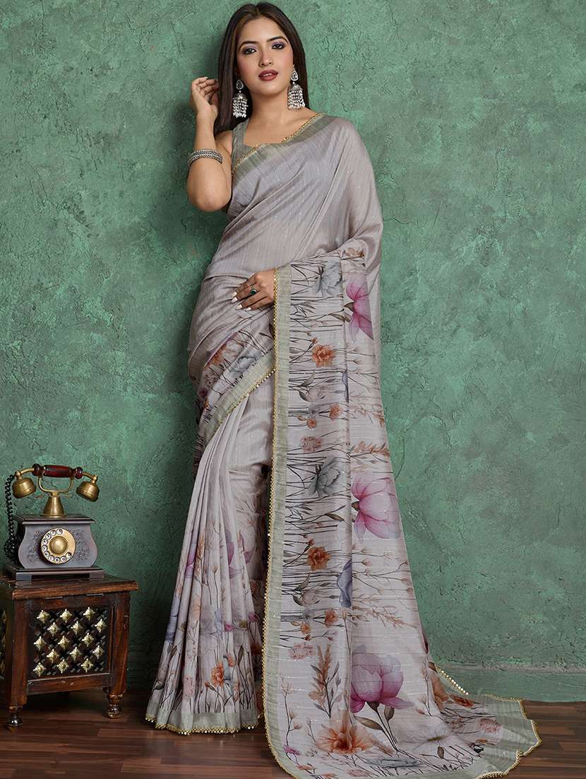 women floral printed saree with blouse
