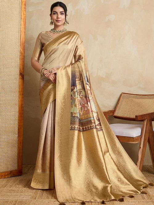women printed bordered saree with blouse - 22030037 -  Standard Image - 0