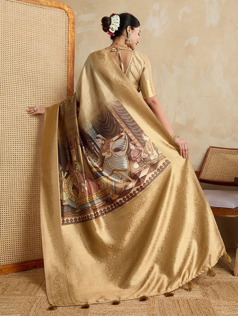 women printed bordered saree with blouse - 22030037 - Standard Image - 3