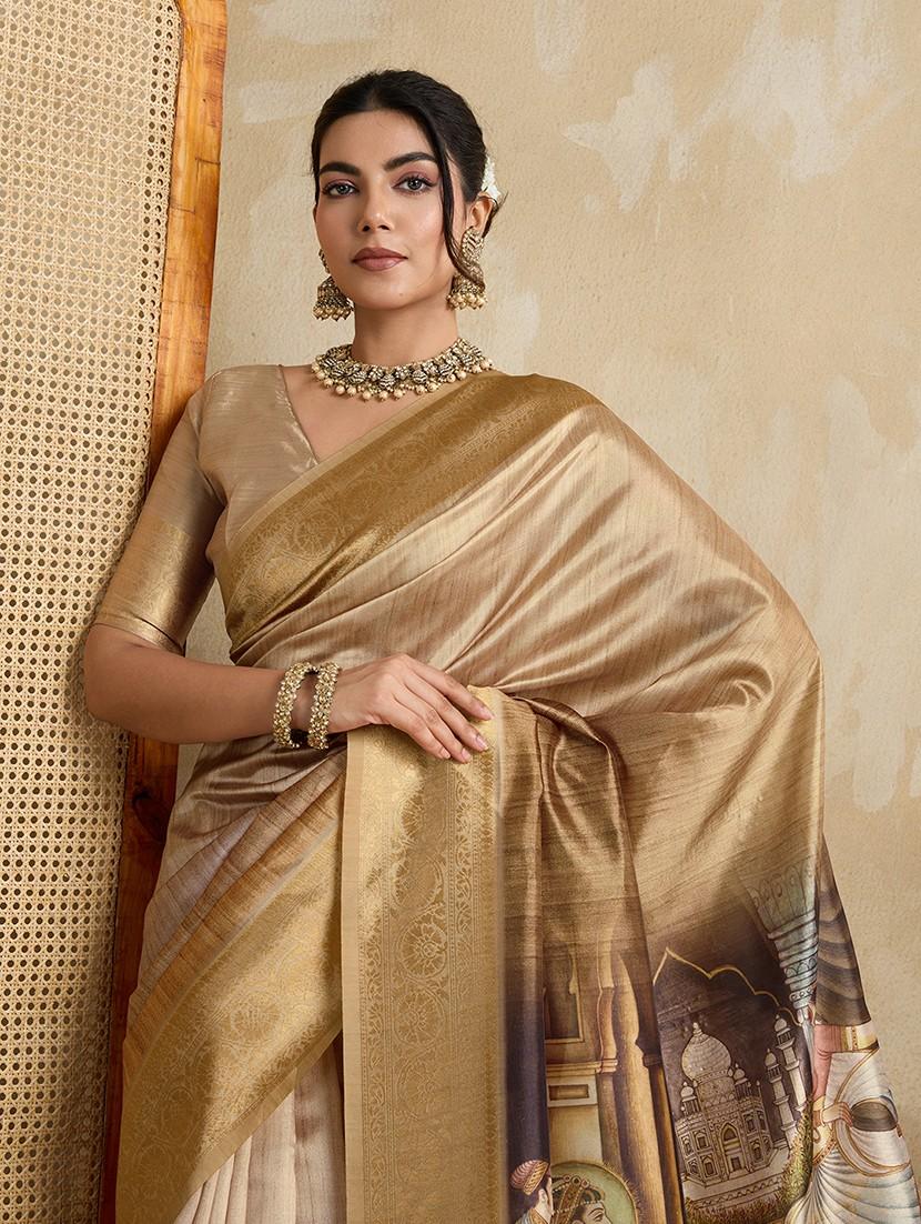 women printed bordered saree with blouse - 22030037 - Standard Image - 5