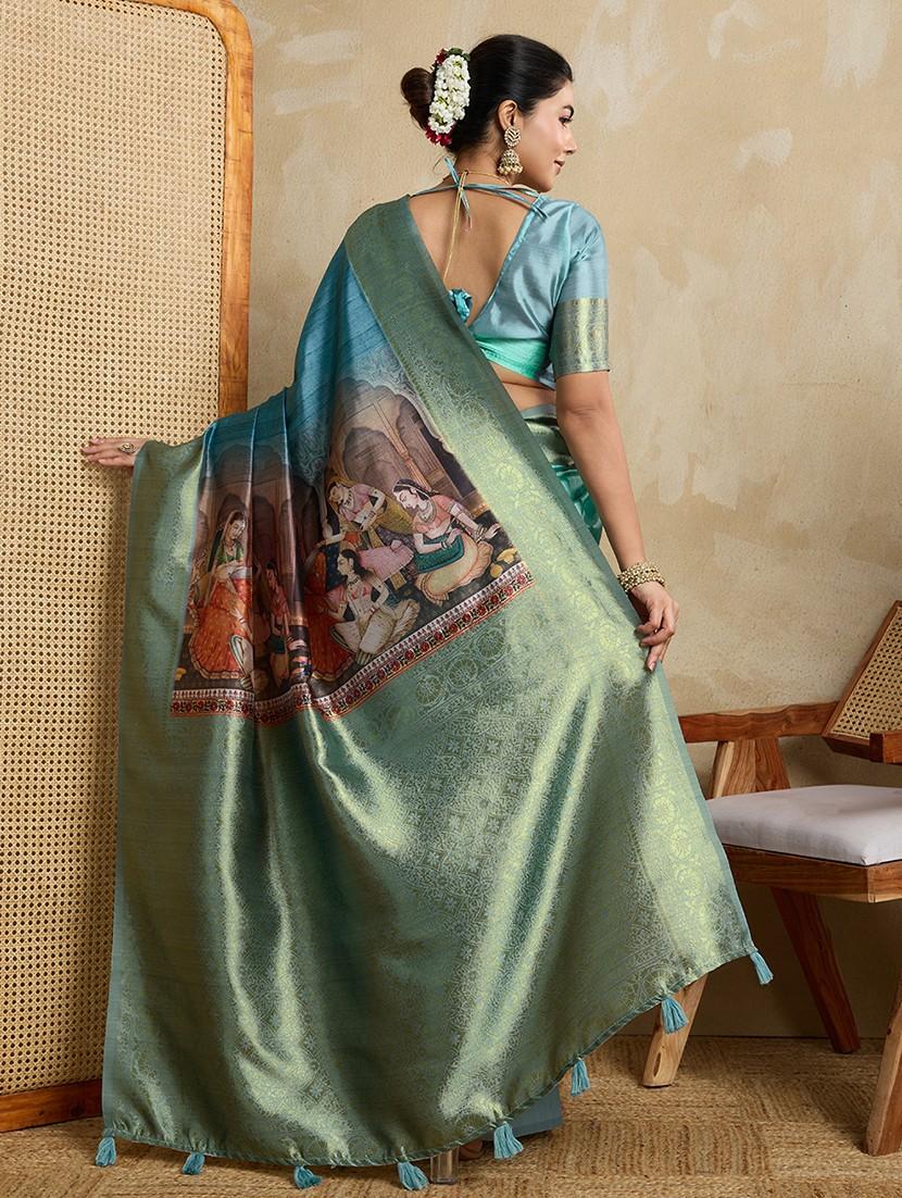 women printed bordered saree with blouse - 22030038 - Standard Image - 3