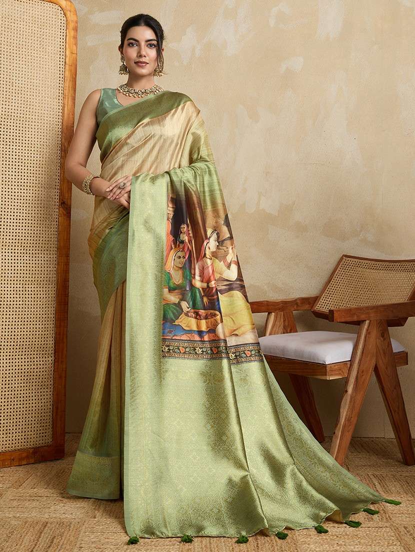 women printed bordered saree with blouse - 22030040 - Zoom Image - 0