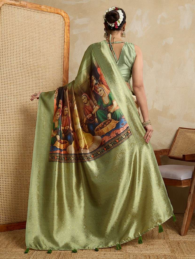 women printed bordered saree with blouse - 22030040 - Standard Image - 3