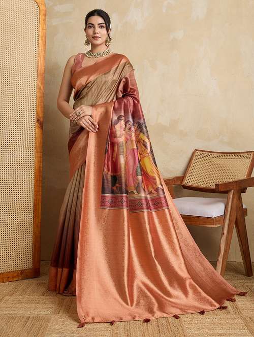 women printed bordered saree with blouse - 22030041 -  Standard Image - 0