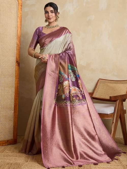 women printed bordered saree with blouse - 22030042 - Standard Image - 0