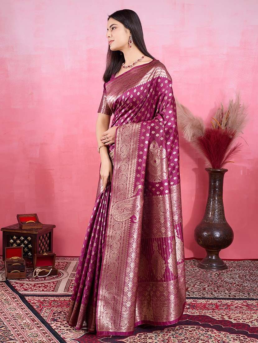 women self design banarasi saree with blouse - 22030057 -  Standard Image - 3