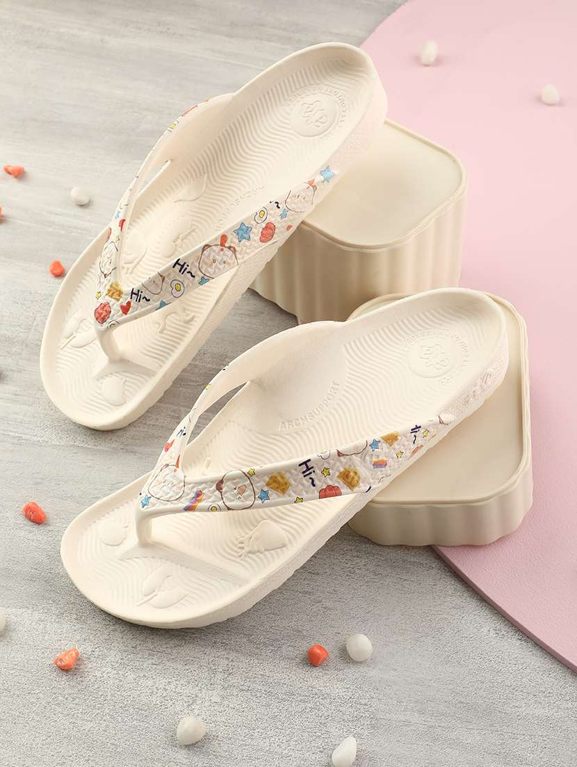 women printed slip on flip flop