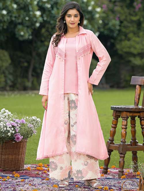 women solid long sleeve fusion set - 22030119 - Standard Image - 0