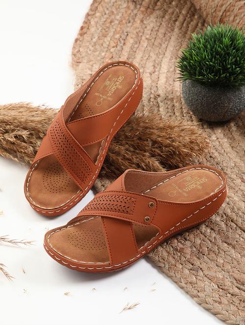 women solid slip on wedge - 22030150 - Standard Image - 0