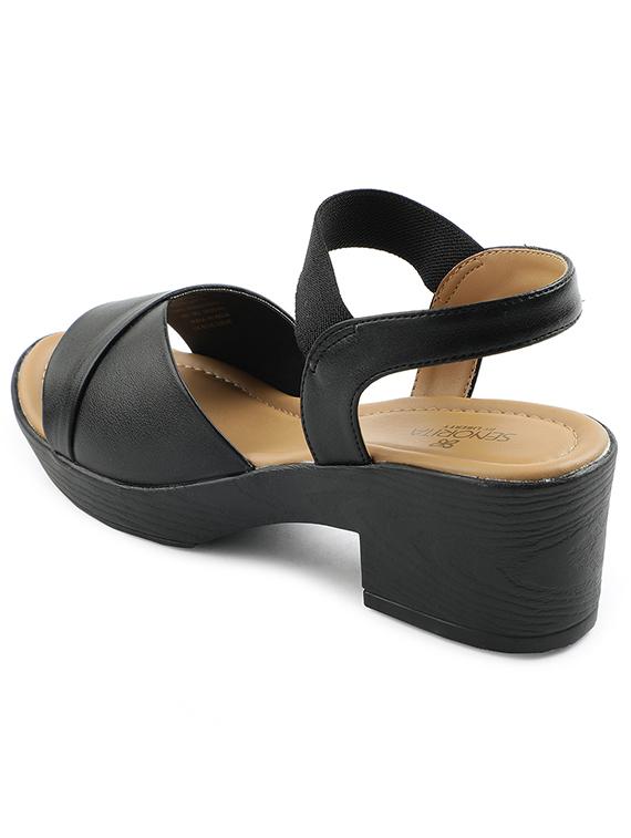 women black solid back strap sandal - 22030175 - Standard Image - 3