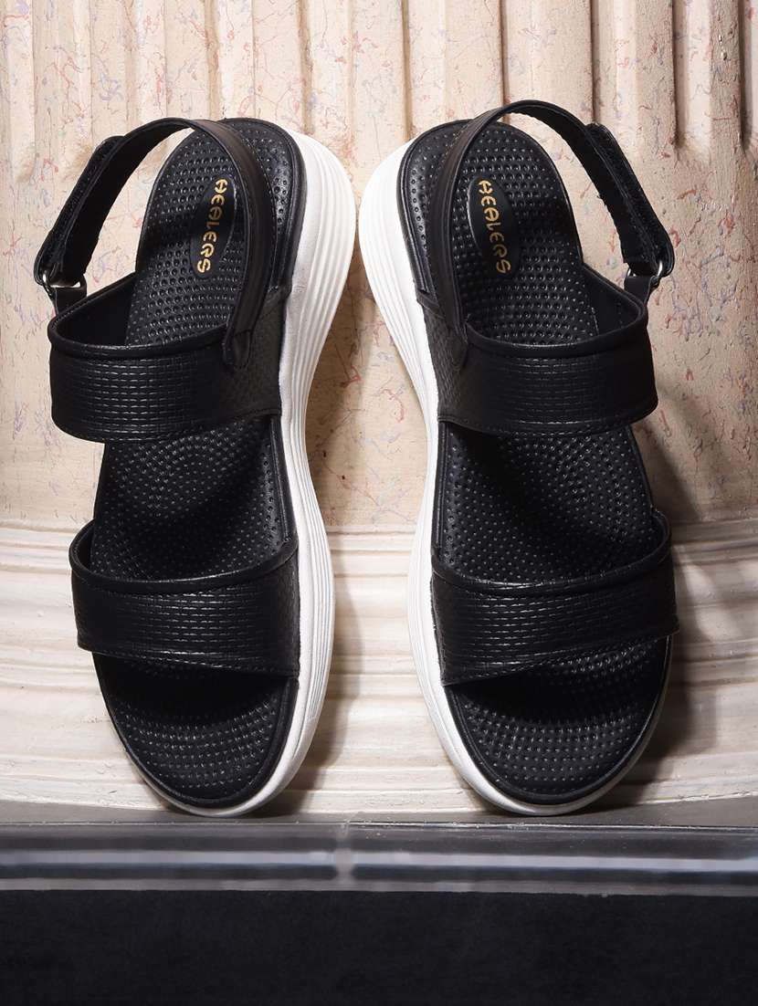 women solid back strap wedges