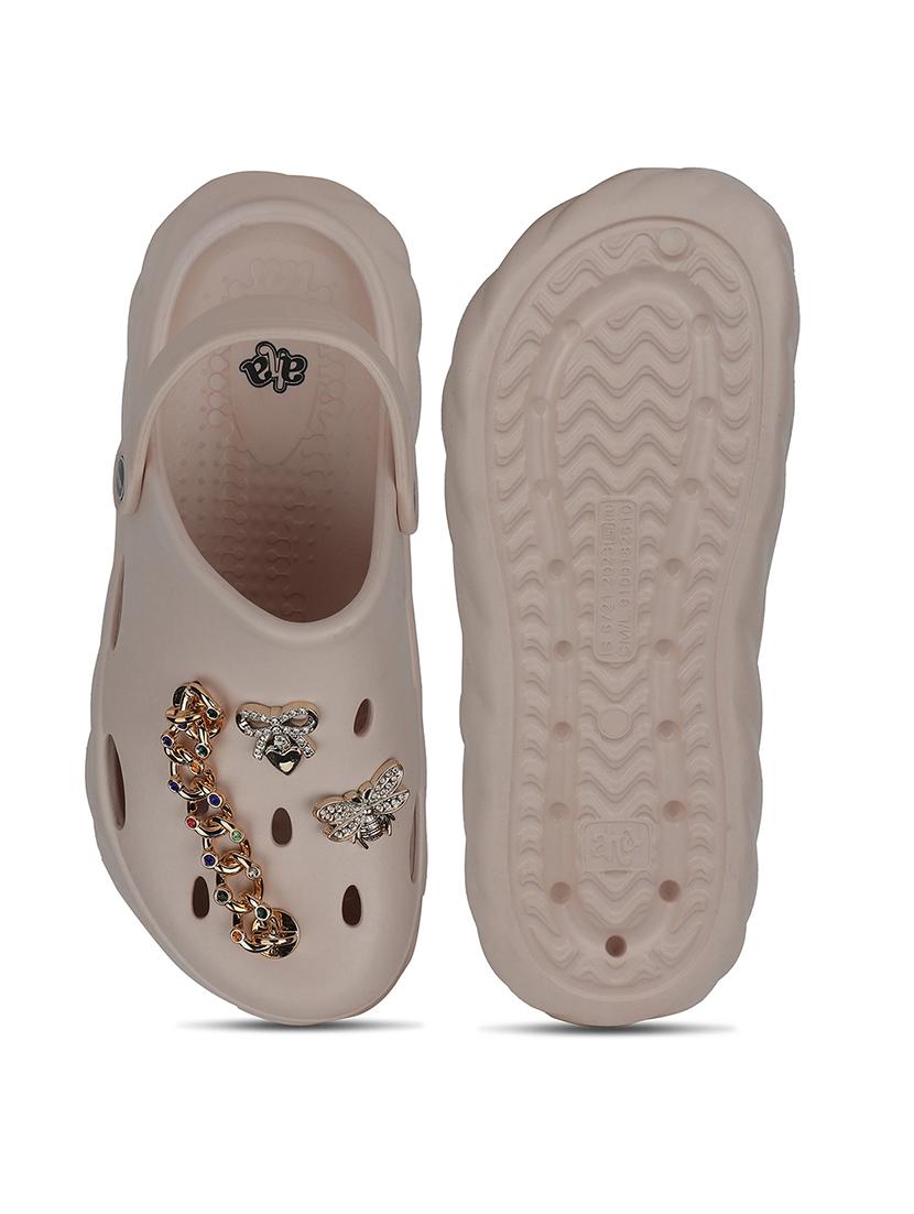 beige embellished slip-on clogs - 22030186 - Standard Image - 5