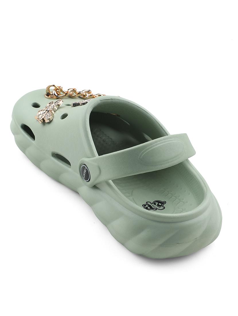 green embellished casual clogs - 22030187 - Standard Image - 3
