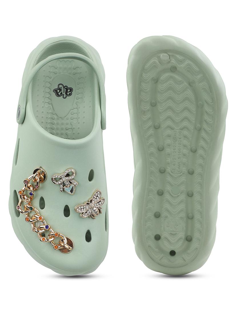 green embellished casual clogs - 22030187 - Standard Image - 5