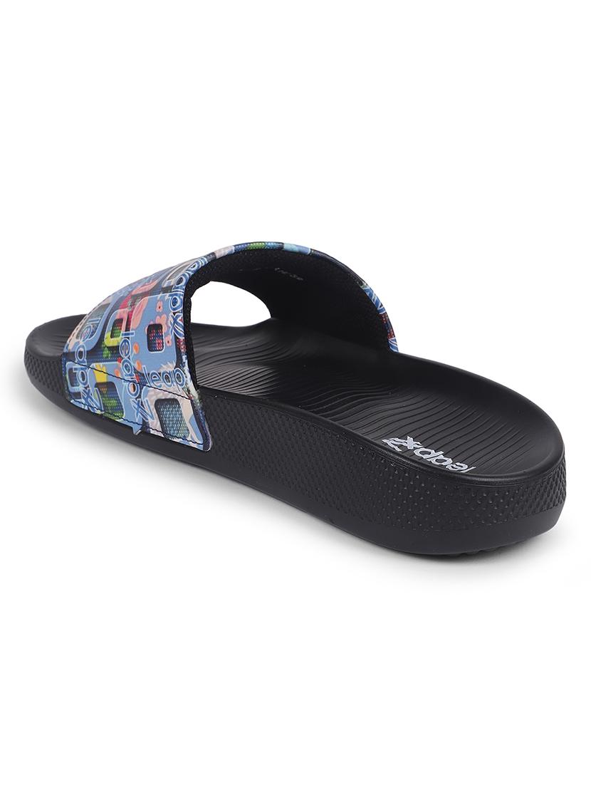 women blue printed slip on slides - 22030190 - Standard Image - 3
