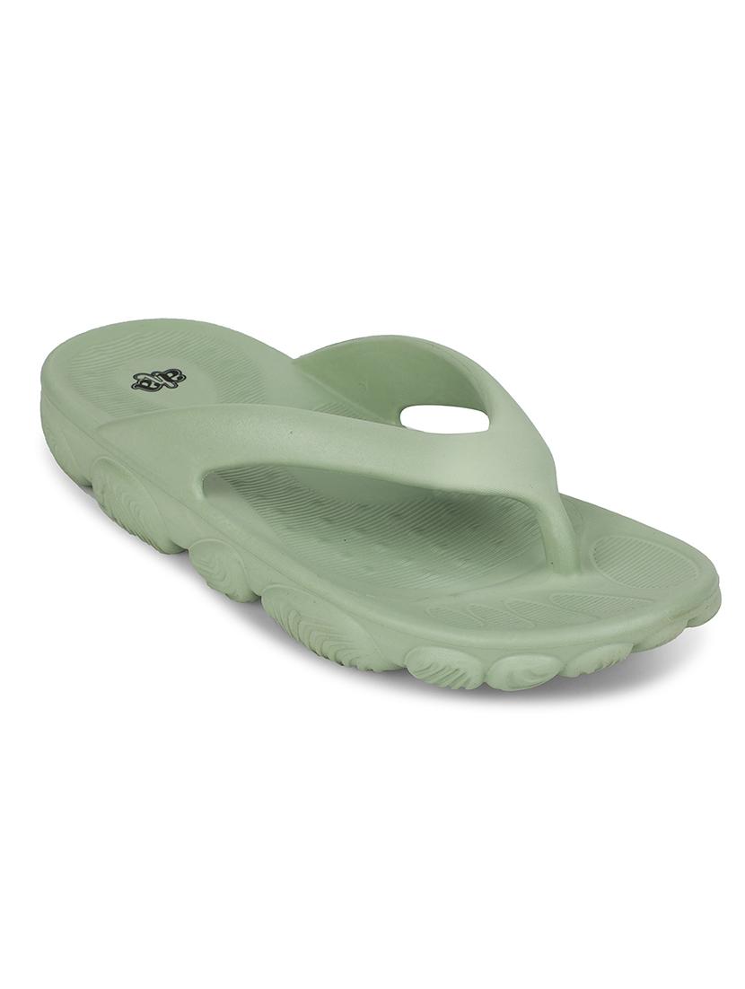 green eva round toe flip flops
