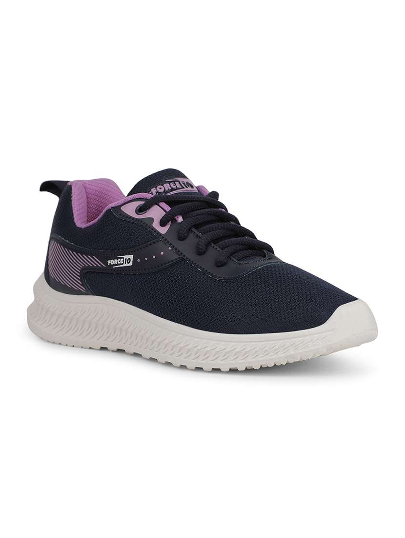 women navy blue lace up sports shoe