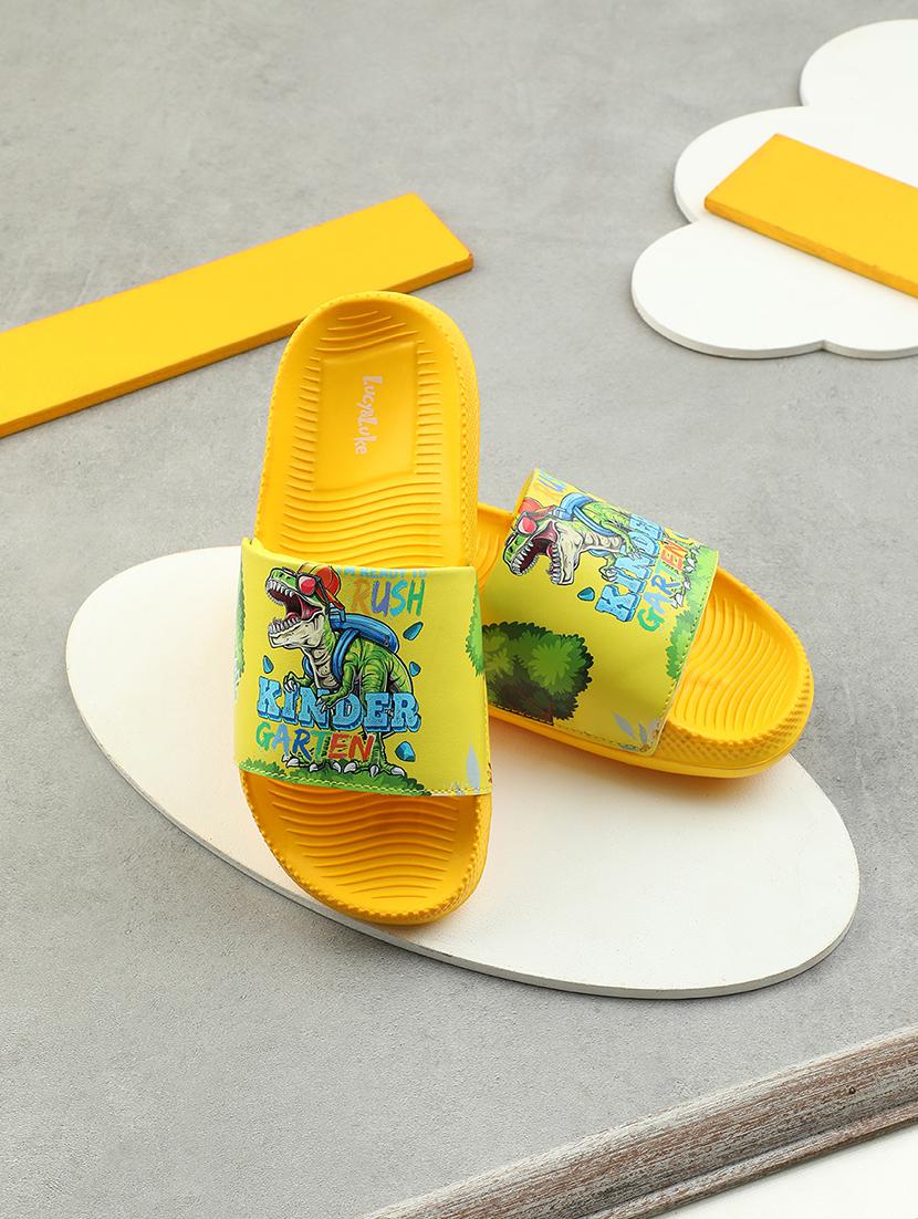 boys printed slip on slides