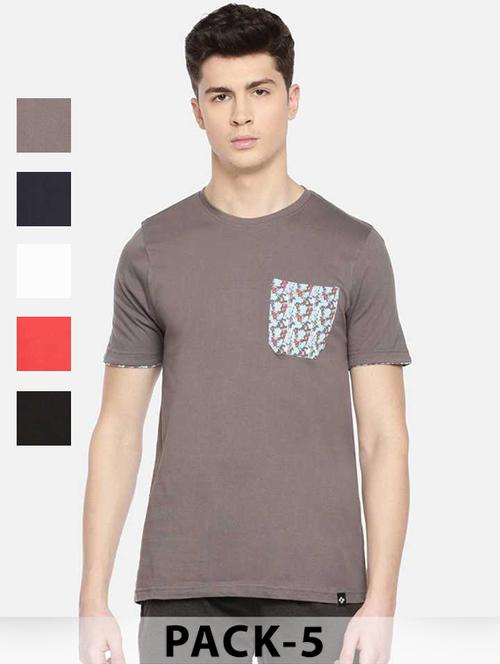 men pack of 5 printed short sleeve t-shirt - 22030284 -  Standard Image - 0