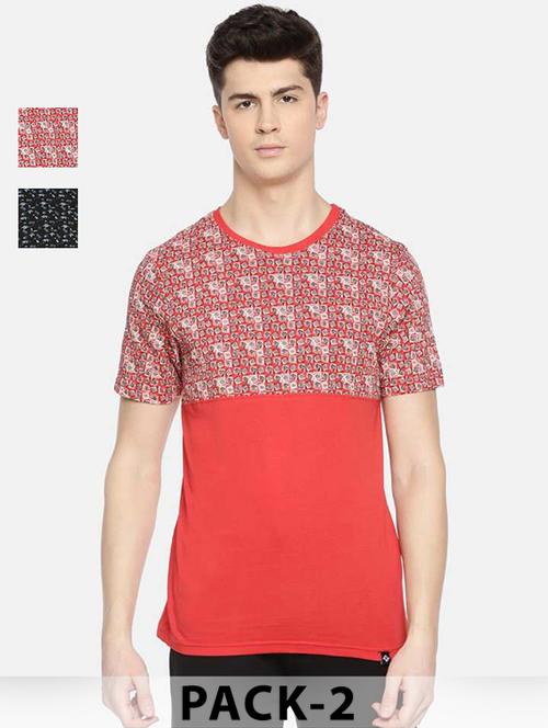 men pack of 2 printed short sleeve t-shirt - 22030290 -  Standard Image - 0