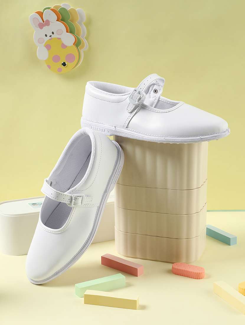 girls solid buckle uniform shoes