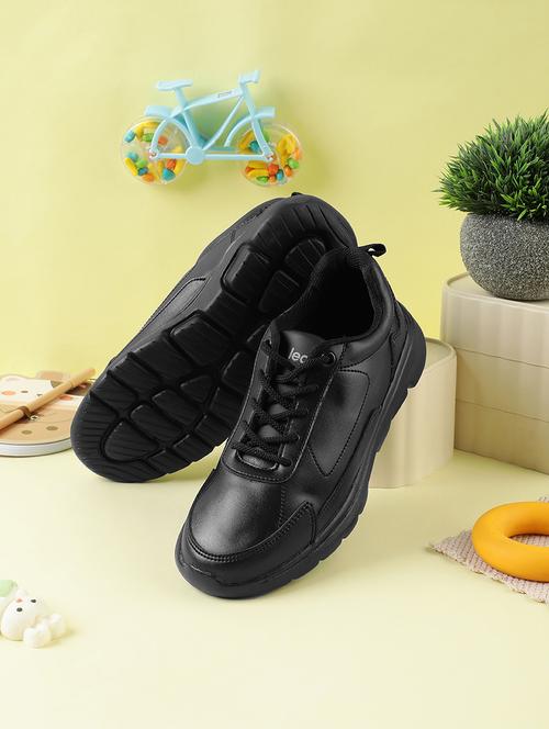 boys solid lace up uniform shoes - 22030385 - Standard Image - 0