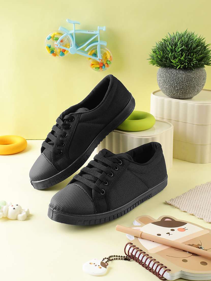 boys solid lace up uniform shoes