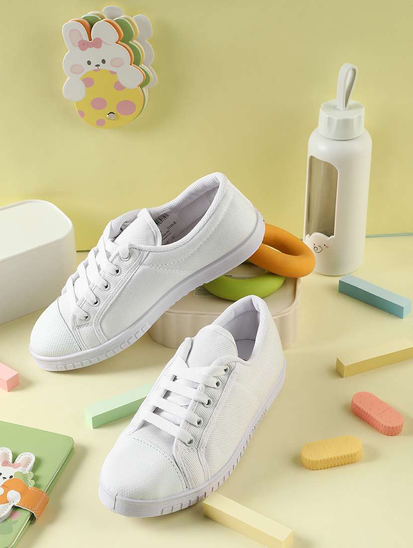 boys solid lace up uniform shoes