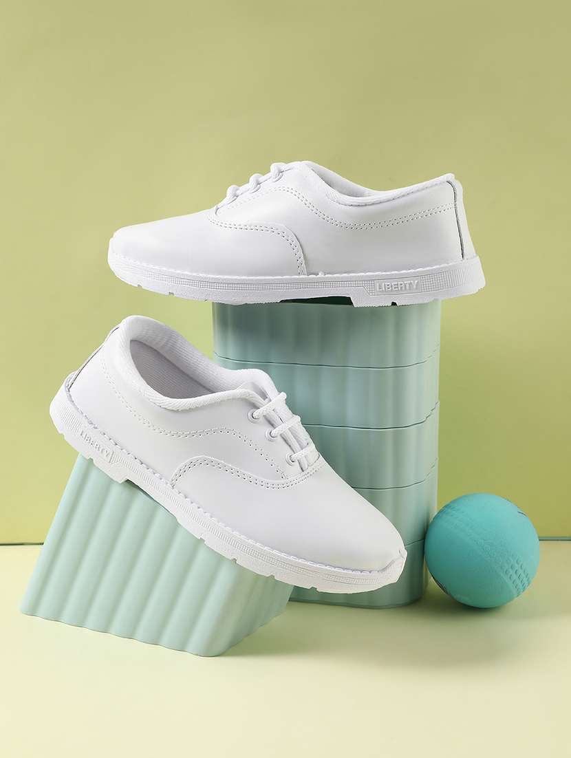 boys solid lace up uniform shoes
