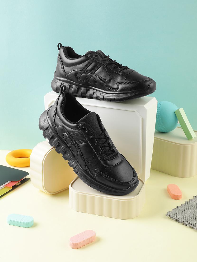 kids solid lace up uniform shoes