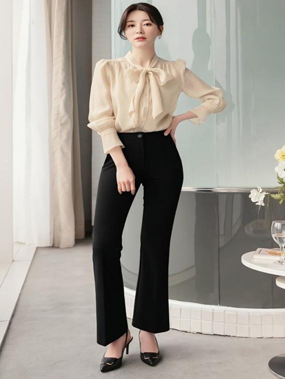 women solid high rise straight trouser - 22030551 -  Zoom Image - 0