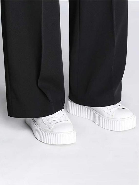 women solid high rise straight trouser - 22030551 - Standard Image - 3