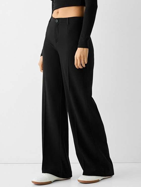 women solid high rise wide leg trouser - 22030554 -  Zoom Image - 0