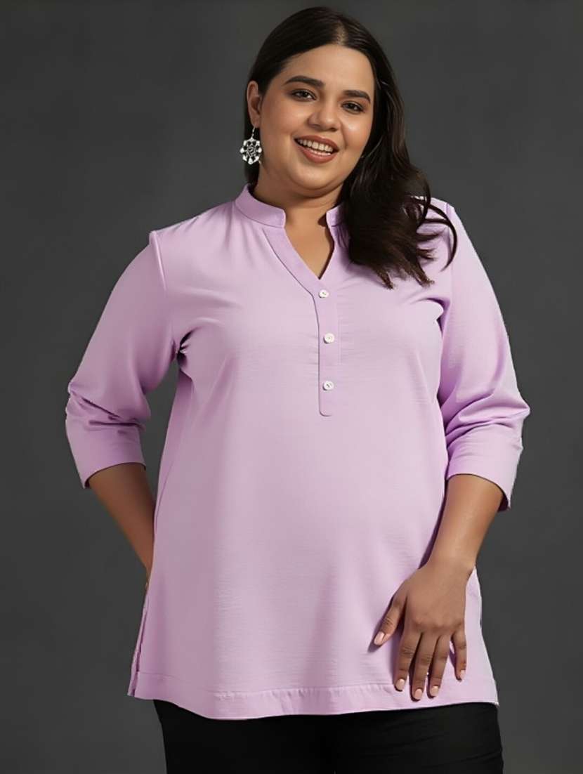 women plus size solid three quarter sleeve tunic